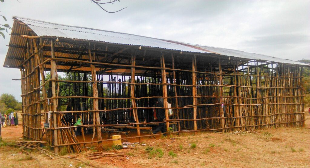 An example of a classroom constructed by a community.
