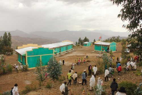 Ethiopian community gathers at newly constructed Hidri Primary School.