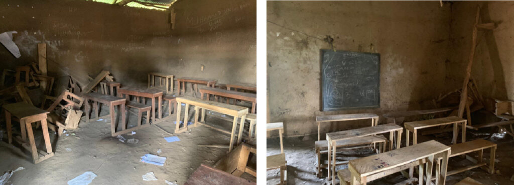 Poorly constructed classrooms of Buluk primary school inside and out side